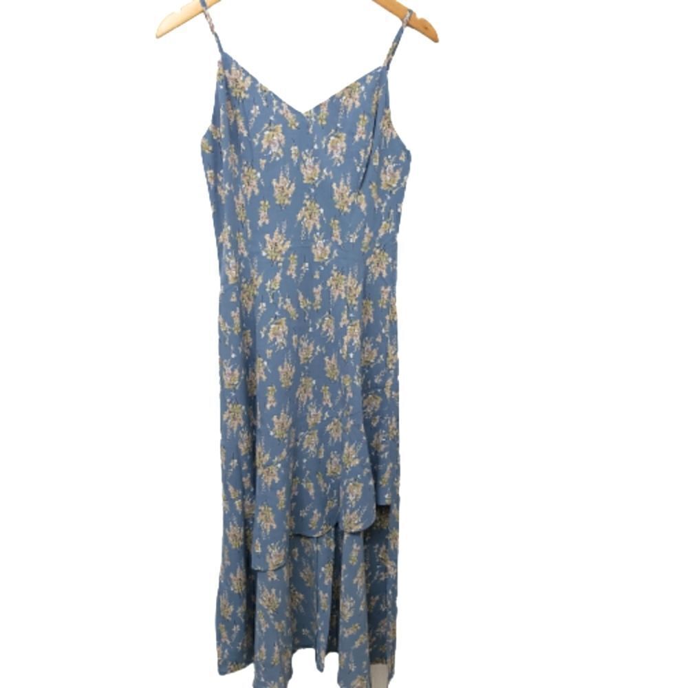 Flap.a Blue Floral High Low Strapless Dress Size S